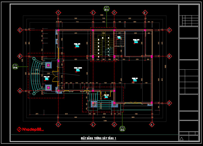bản vẽ cad mái nhật 3 tầng