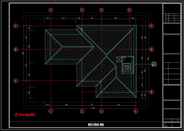 bản vẽ cad mái nhật 3 tầng