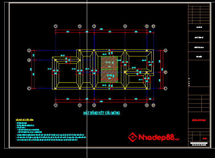 bản vẽ cad móng băng