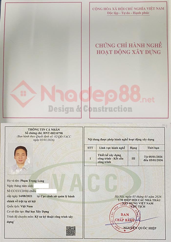chứng chỉ hoạt động xây dựng long