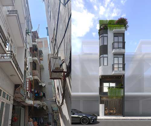 combo kết cấu điện nước nhà phố 4 tầng