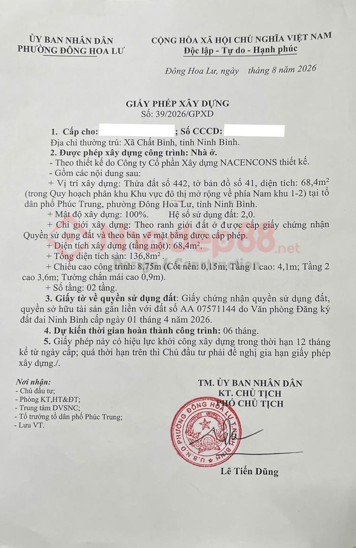 cấp phép xây dựng ở Ninh Bình
