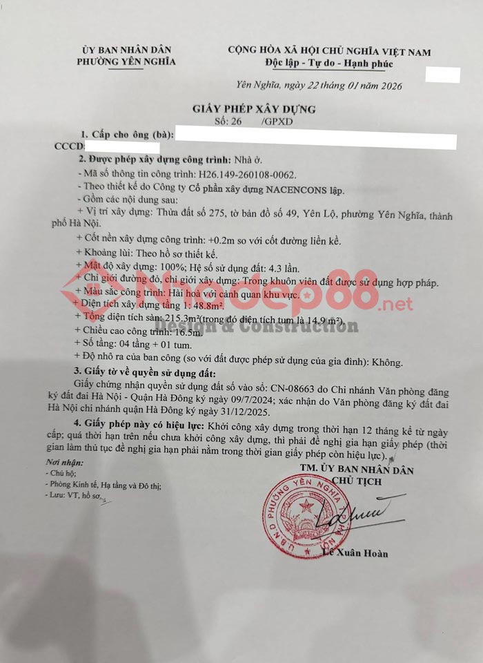 cấp phép xây dựng ở yên nghĩa