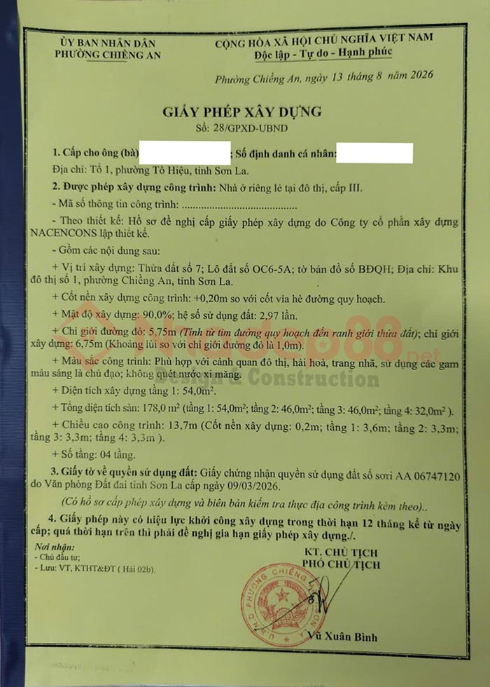 cấp phép xây dựng ở sơn la