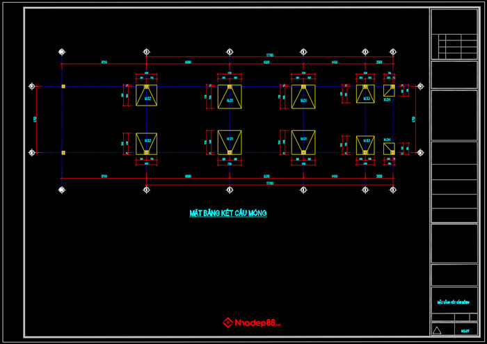 bản vẽ cad cấp phép xây dựng kết cấu móng đơn