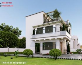 thiết kế biệt thự hiện đại 2 tầng 1 tum
