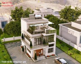 thiết kế biệt thự hiện đại 2 tầng 1 tum