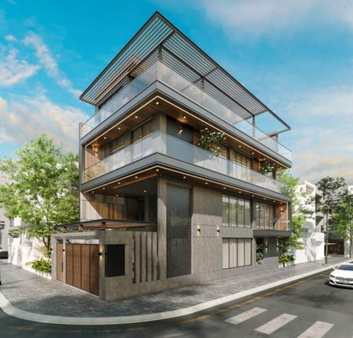 thiết kế kết cấu biệt thự 4 tầng