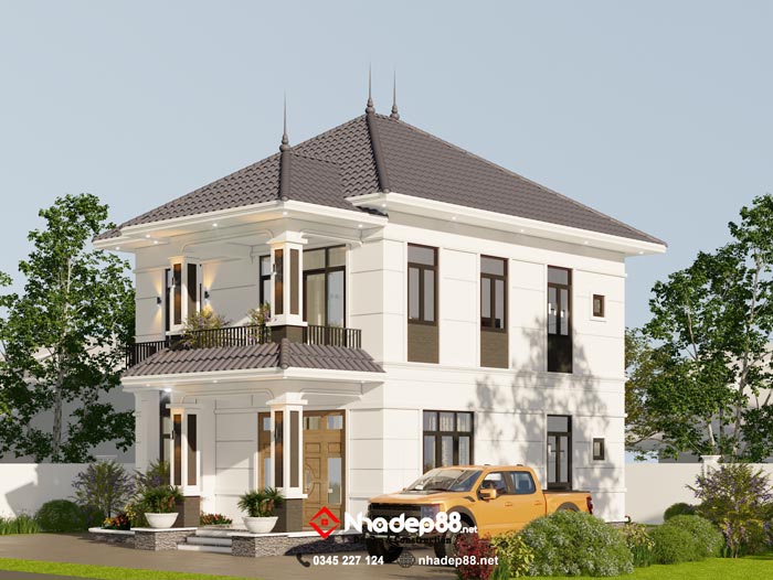 thiết kế mái nhật 2 tầng nhadep88-02