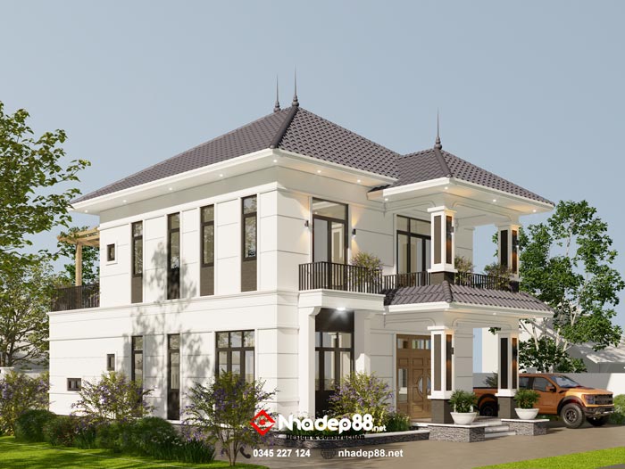 thiết kế mái nhật 2 tầng nhadep88-02