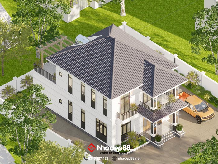thiết kế mái nhật 2 tầng nhadep88-02