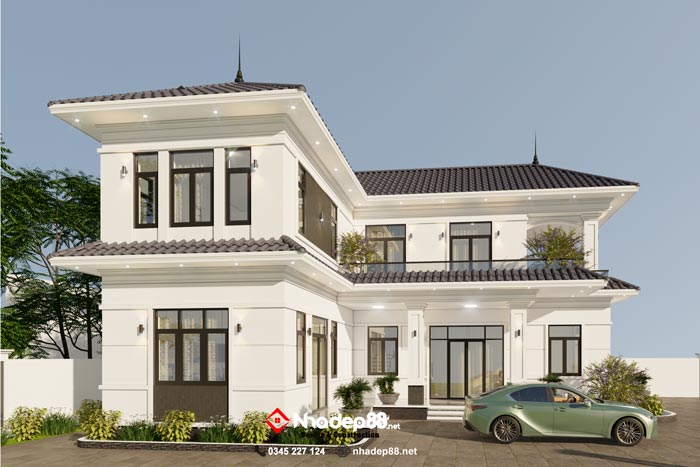 thiết kế mái nhật 2 tầng nhadep88-05