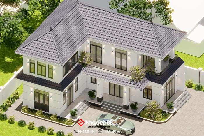 thiết kế mái nhật 2 tầng nhadep88-05