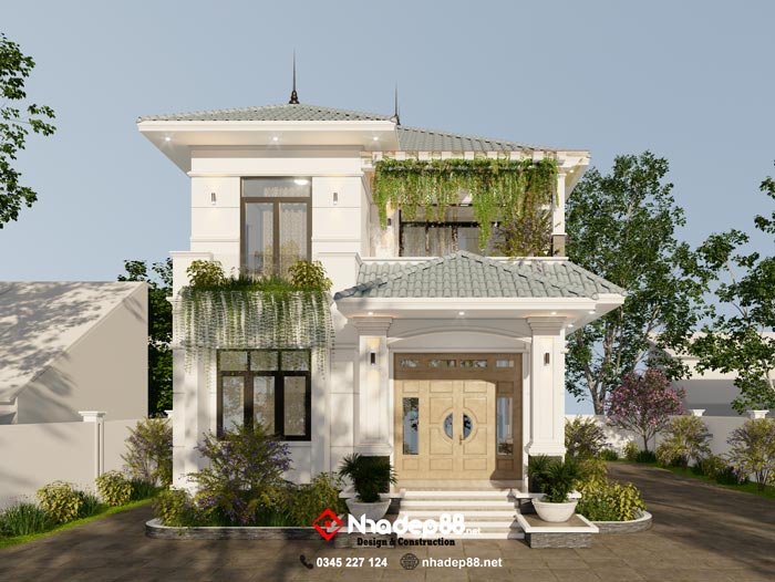 thiết kế mái nhật 2 tầng nhadep88