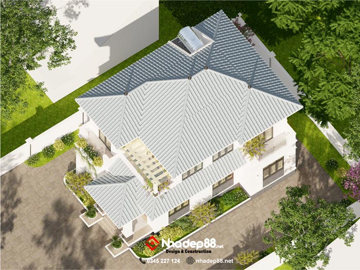 thiết kế mái nhật 2 tầng nhadep88
