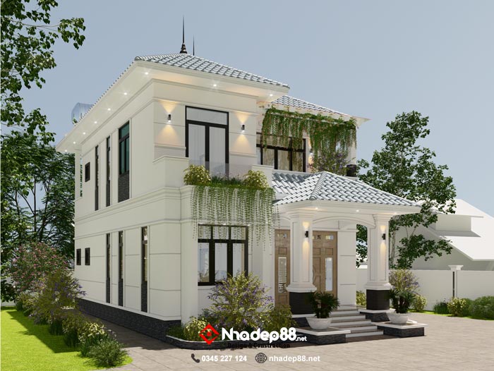 thiết kế mái nhật 2 tầng nhadep88
