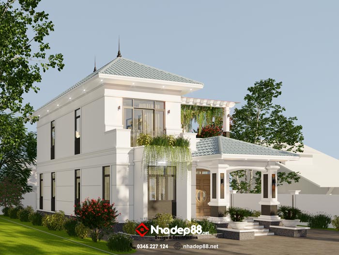 thiết kế mái nhật 2 tầng nhadep88-07
