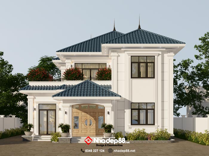 thiết kế mái nhật 2 tầng nhadep88net