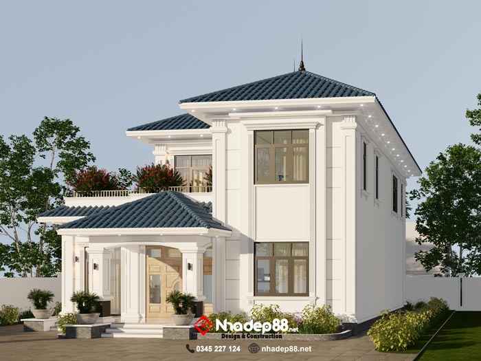thiết kế mái nhật 2 tầng nhadep88net