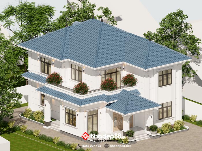 thiết kế mái nhật 2 tầng nhadep88net