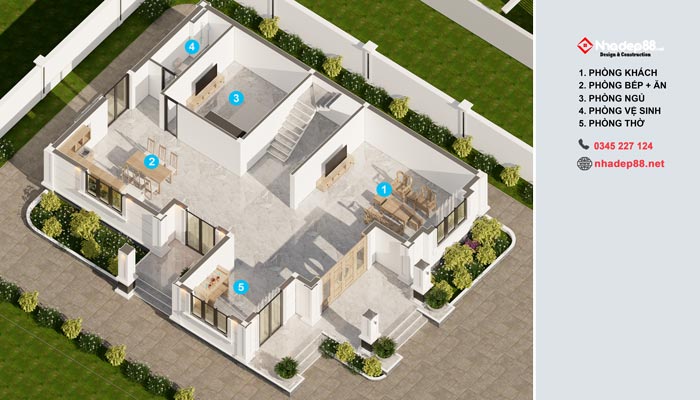 thiết kế mái nhật 2 tầng nhadep88net