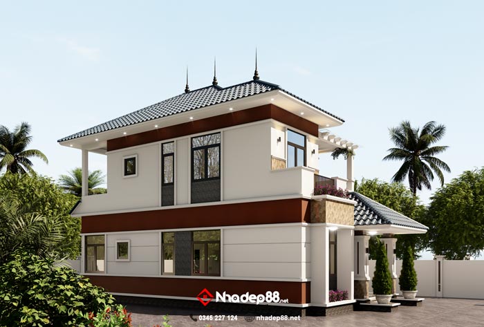 thiết kế mái nhật 2 tầng nhadep88