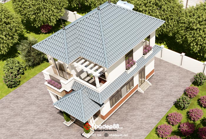 thiết kế mái nhật 2 tầng nhadep88