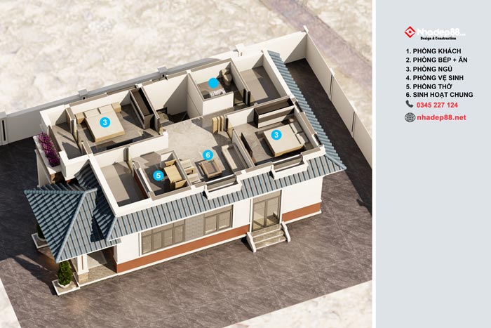 thiết kế mái nhật 2 tầng nhadep88