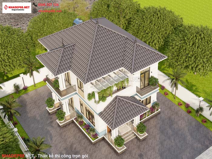 thiết kế mái nhật 2 tầng nhadep88net