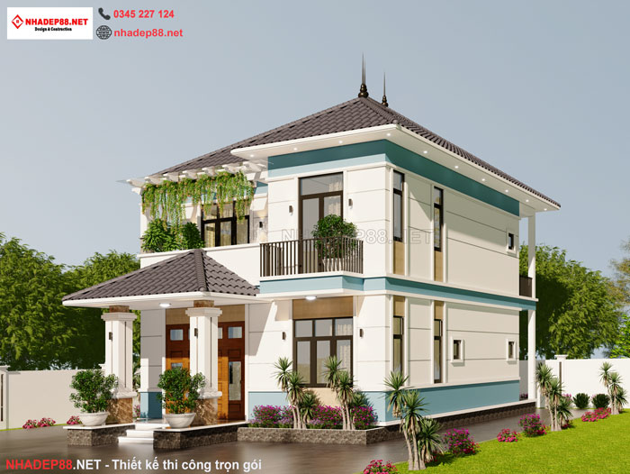 thiết kế mái nhật 2 tầng nhadep88net
