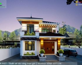 thiết kế biệt thự mái nhật 2 tầng tại thái bình